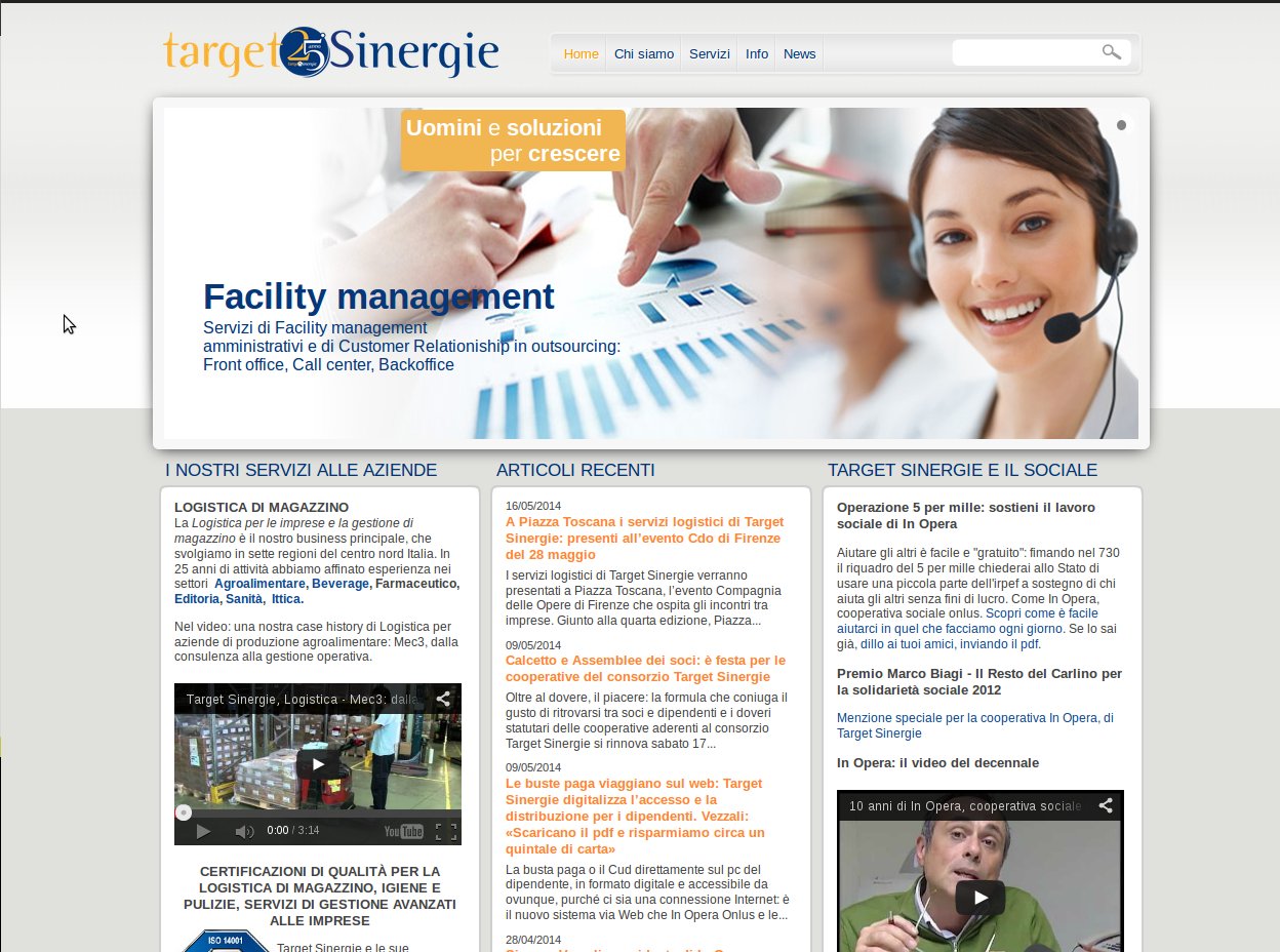 La nuova home page di TargetSinergie.com