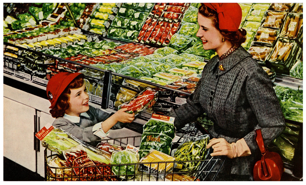 Donna al supermercato, anni 50 Usa