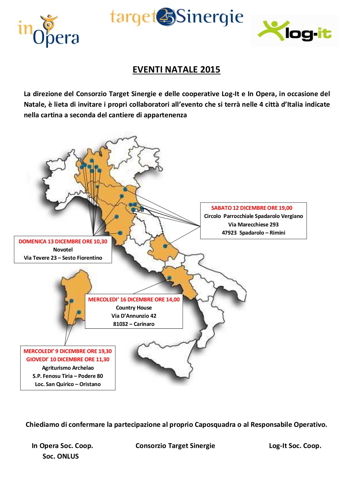 Invito alle feste di nNatale per dipendenti Target Sinergie