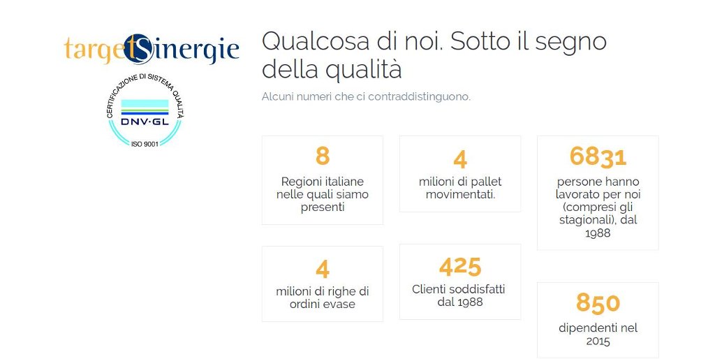 Dettaglio sito Target Sinergie, logistica, facility management amministrativi, igiene e pulizie